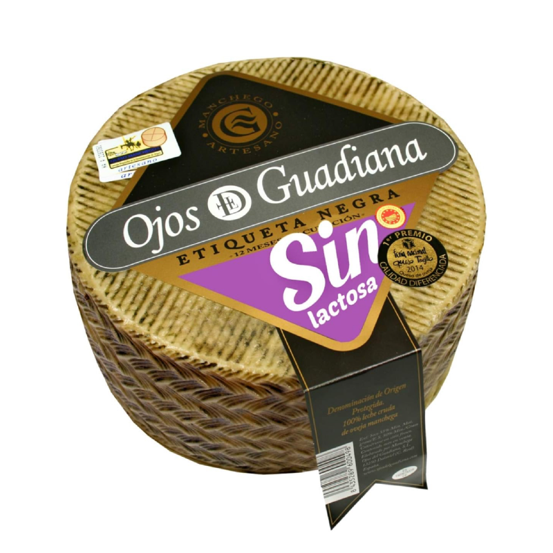 Queso OJOS del GUADIANA Manchego Etiqueta Negra 12 meses SIN LACTOSA