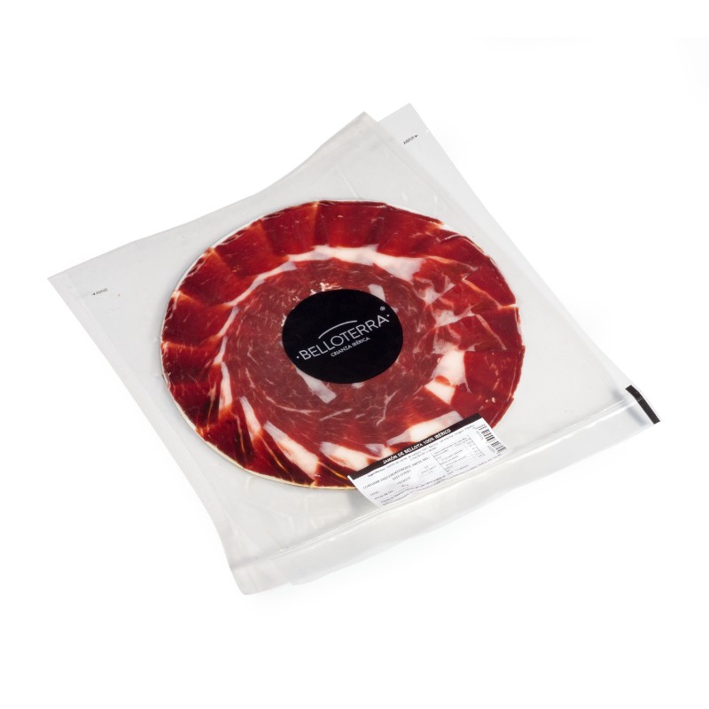 5 sobres Jamón de Bellota 100% Ibérico D.O. Los Pedroches. Bandeja redonda 80 gr.